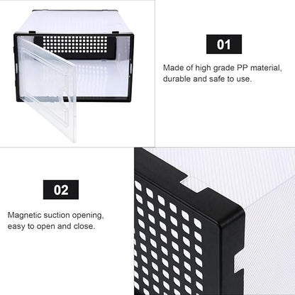 MAGICLULU 2pcs Drawer-style Thickened Plastic Shoe Storage Boxes for Closet Organization, Stackable Simple Shoe Cases for Sneakers and Boots Style
