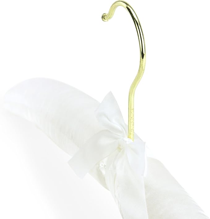 HANGERWORLD 4 Ivory 17inch Classic Satin Padded Hangers for Wedding Dress Non-Slip with Gilt Hook