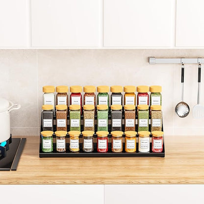 RCHYFEED Spice Rack Organizer for Cabinet, 3 Tier Spice Rack Expandable(13.4"-21.8"), Height Adjustable Spice Organization Shelf Metal Display Shelf, Spice Organization for Cabinet Countertop Pantry