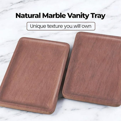 Karibiber Marble Vanity Tray, 11.8in Sandstone Bathroom Kitchen Tray for Countertop, Decorative Dresser Organizer, Perfume Storage, Jewelry Holder, Brown Stone Gift for Man