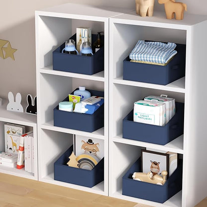 DIMJ Closet Storage Bins 10 Pack - Fabric Storage Baskets for Shelves, Collapsible Clothes Organizer with Handles, Trapezoid Shelf Organization Storage Cubes for Purse, Toys, Books, Towel, Clothes
