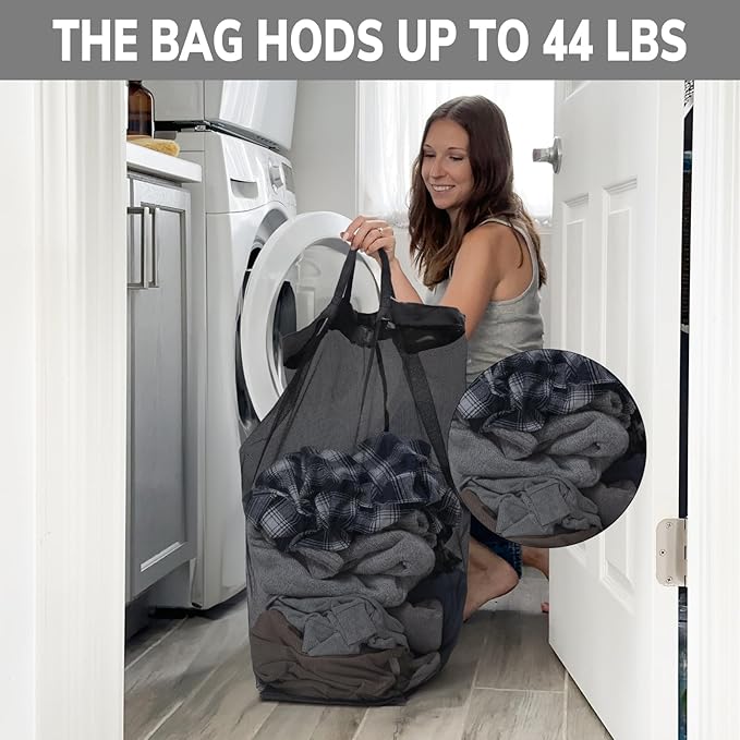 CHICVITA Laundry Hamper with Wheels & Removable Wash Bags -2 Pack, 75L Tall Laundry Basket for Dorms, Large Collapsible Hamper for Corner Spaces - Black
