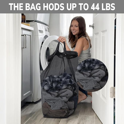 CHICVITA Laundry Hamper with Wheels & Removable Wash Bags -2 Pack, 75L Tall Laundry Basket for Dorms, Large Collapsible Hamper for Corner Spaces - Black