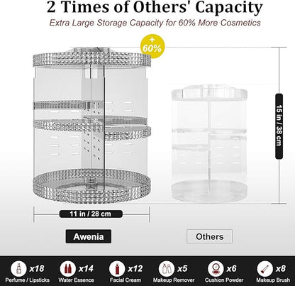 Awenia Makeup Organizer 360-Degree Rotating Plus Size, Adjustable Makeup Storage, 7 Layers Large Capacity Cosmetic Storage Unit,Fits Different Types of Cosmetics and Accessories with Makeup Bag