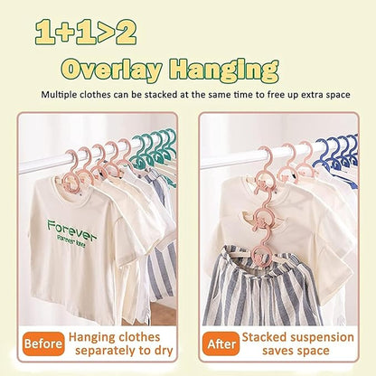 HGYZE Baby Hangers for Closet, Non-Slip 11"-14" Adjustable Infant Clothes Hanger for Nursery, 0-18yrs Plastic Kid Hanger Clothing Organizer, Children Pink Plastic Rack for Newborn Toddler Coat, 20pcs