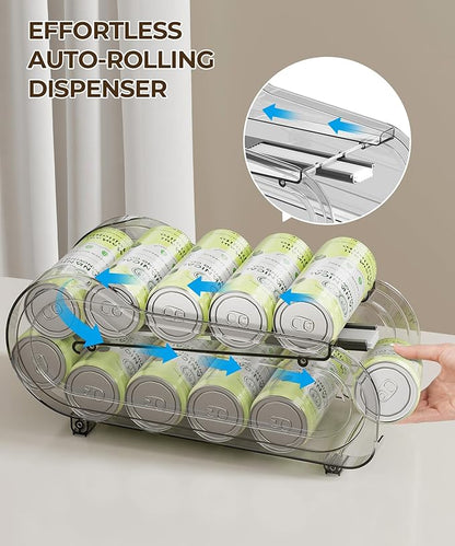 Drink Organizer for Fridge, Soda Can Organizer Dispenser for Refrigerator with Automatic Rolling,Organize Standard Size 11.15oz or 12oz Cans Drink,Save space for Fridge、Kitchen、countertop （4 pack）