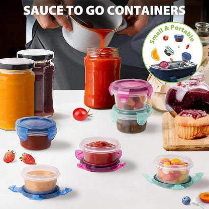Freshmage Salad Dressing Container to Go, [6 Pack] 2.7 oz Small Condiment Containers with Leakproof Lids for On-the-Go Meals, Reusable Sauce Containers BPA-Free