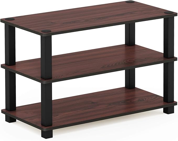 Furinno Turn-S-Tube Shoe Rack, 3-Tier Small Shoe Organizer, Toolless Shoe Storage, 11.6 x 23.6 x 22.2, Easy Assembly, for Closet Entryway, Office, Garage, Cherry Oak