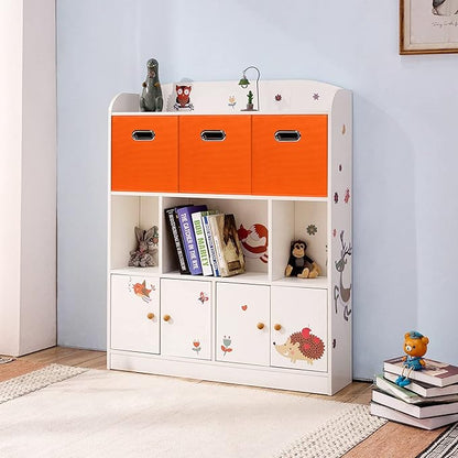 Black Fabric Cubby Storage Bins,13x13x13 Inches ,Cube Organizer Bin Foldable Storage Boxes with Dual Handles Fabric Organizer Box and collapsible Storage basket,Set of 6,Orange