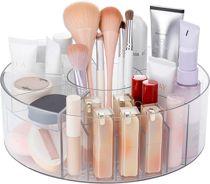 Lonian 360° Rotating Makeup Organizer, Adjustable Acrylic Cosmetic Storage, Cosmetic Organisers and Spinning Makeup Stand for Beauty Skincare