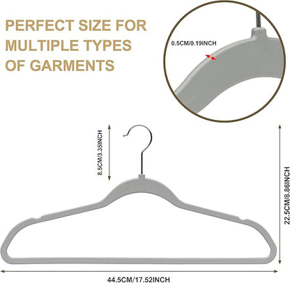 Quality Hangers 20 Pack Plastic Hangers for Clothes - Slim Non-Velvet Hangers with 360° Swivel Chrome Hook & Non Slip Notches - Ideal for Dresses Coats Shirts Jackets & More - Gray