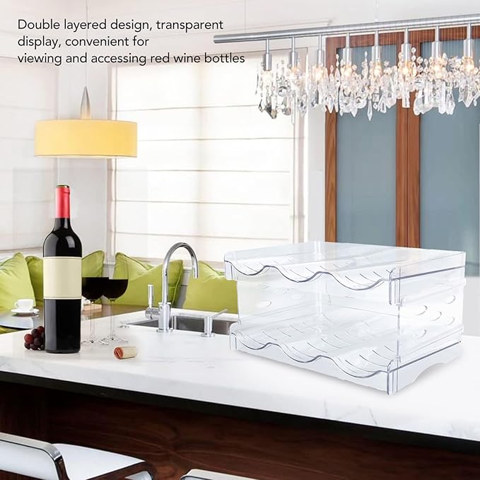 Pilipane Stackable Water Bottle Organizer Double Layer Transparent Plastic Desktop Cup Storage Rack for Kitchen Cabinet Space Saving Durable Stylish Functional (3 Bottles Per Shelf)