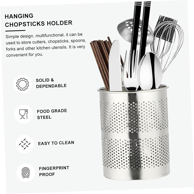 Ciieeo Hanging Chopsticks Holder with Ventilated Drying Rack and Hook Kitchen Utensils Organizer for Efficient Tableware Storage