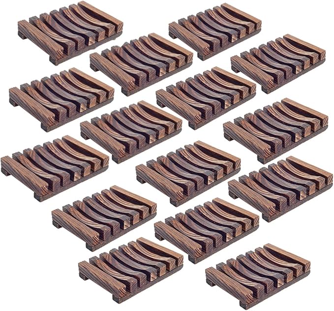 15 Pieces Wooden Soap Dish, Bathroom Wooden Soap Case, Hand Craft Bathtub Shower Dish Accessories