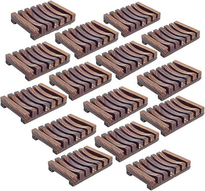 15 Pieces Wooden Soap Dish, Bathroom Wooden Soap Case, Hand Craft Bathtub Shower Dish Accessories