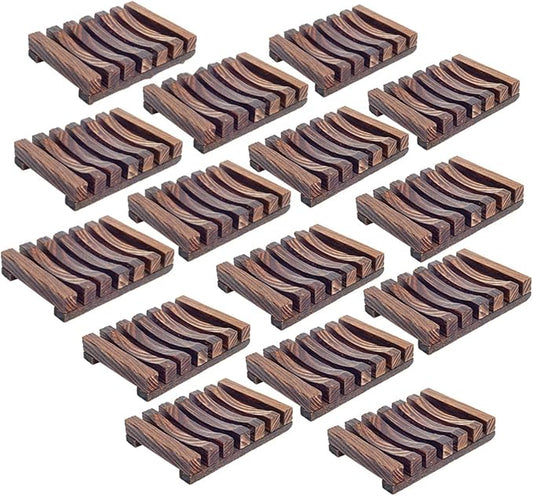15 Pieces Wooden Soap Dish, Bathroom Wooden Soap Case, Hand Craft Bathtub Shower Dish Accessories