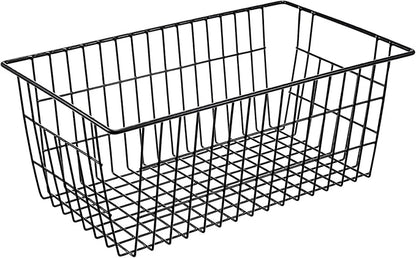 15.2" Metal Wire Baskets for Organizing 6 Pack, Household Pantry Storage Freezer Organizer Bins with Handles, Freezer Baskets for Upright Freezer, Refrigerators, Kitchen Cabinets, Black