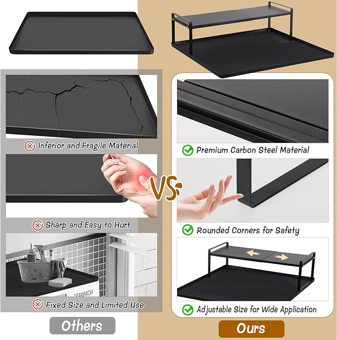 Washer and Dryer Countertop with Extendable Shelf and Silicone Mat, Washer Dryer Shelf with Mat, Universal Front Load Washer and Dryer Countertop Set for Laundry Room Organization (14-25 Inch)