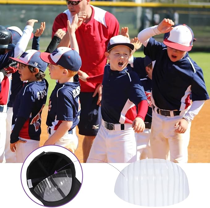NUOBESTY 25Pcs Hat Shaper Insert for Kids Baseball Caps, Plastic Half Circle Hat Support Inner Holder, 54cm Small Size Crown Stiffener, Anti-Deformation Cap Liner for Storage & Travel