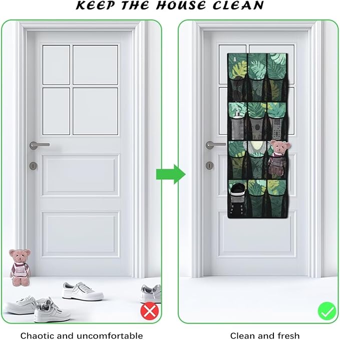 Cute Koala Door Hanger Organizer 12 Pockets Shoe Holder Hanger for Living Room Green Over The Door Shoe Organizer Space Saving Wall Hanging Storage for Bedroom