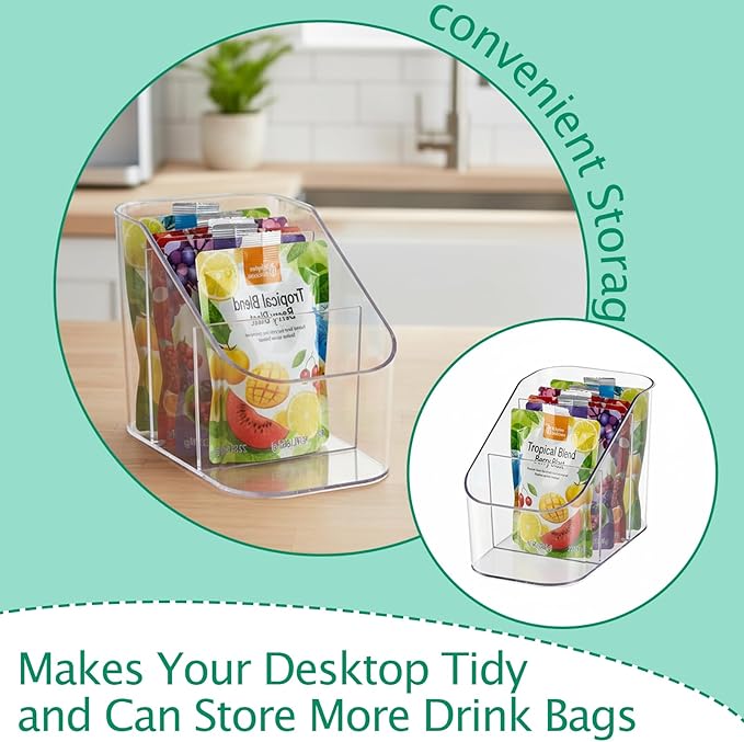Drink Packet Organizer for Powdered Drink Mix,Powder Packet,Water Flavor Packet,Wooden Water Flavor Packet Organization Container for Kitchen Cabinet, Pantry,Office, Snack Bar Organizer-Small