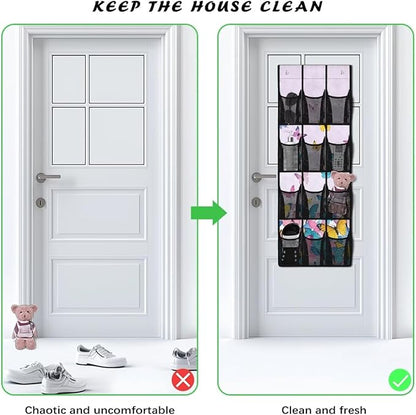 Butterfly Over the Door Shoe Organizer,Hanging Storage Bags with 12 Mesh Large Pockets,Behind Door Shoes Hang Holder Rack