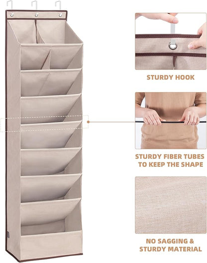 STORAGE MANIAC Over the Door Shoe Organizer Heavy-Duty Large Deep Pocket Hanging Shoe Organizer Shoe Rack Door Closet Shoe Organizer for Wall, Dorm & Narrow Door Storage Shoe Holder Oat Beige, 1 Pack