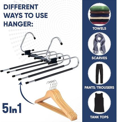 Generic Space Saving Pants Hanger- 2 Pack Closet Organizer: Jeans, Trousers, Scarves & Towels Non-Slip Hanger