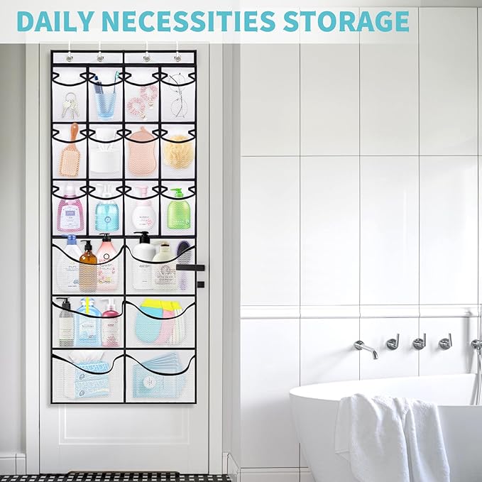 2 Packs Over the Door Shoe Organizer, 36 Large Mesh Pockets Hanging Shoe Boots Rack Holder, Closet Hanging Organizers for Storage Sneakers High Heeled Shoes Slippers (White)