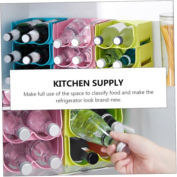 DECHOUS 3pcs Stackable Refrigerator Storage Rack Beer Can Storage Box for Kitchen Wine Containers Easy to Clean Beverage Organizer