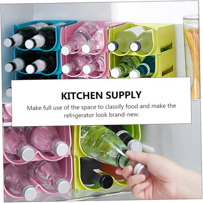 DECHOUS 3pcs Stackable Refrigerator Storage Rack Beer Can Storage Box for Kitchen Wine Containers Easy to Clean Beverage Organizer