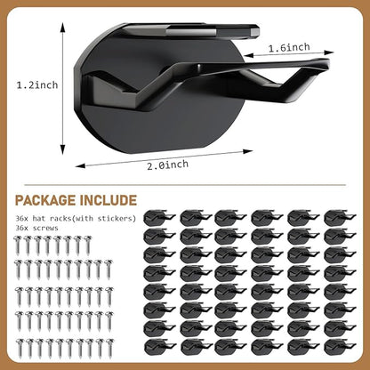Niunuerga 48 Pack Adhesive Hat Hooks for Wall, Super Strong Hat Rack for Baseball Caps, Hat Organizer Display for Home Decor, Hat Hangers Holder for Wall, Door, Closet, No Drilling (Black)