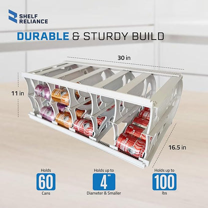Shelf Reliance Cansolidator Pantry Plus - 1-Pack Can Organizer for Pantry, Stackable Soda Can Storage for Kitchen, Holds 60 Cans of Food or Soda