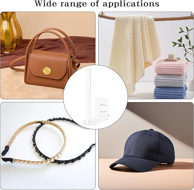4 Pack Hat Racks for Baseball Caps, Clear Acrylic Hat Organizer Ball Hat Hook for Wall Baseball Cap Wall Mounted Hats Holder Storage Organizer for Door, Closet, Bedroom(Clear 6Inch)