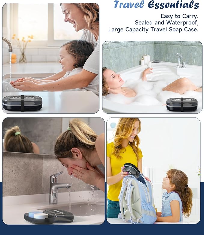 Doter Leakproof Travel Soap Dish with Lid - Draining Soap Bar Holder for Bathroom, Shower, Gym, School, Camping, Vacation, Outdoor