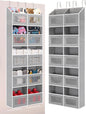 Over the Door Organizer Hanging- 10 Compartments, 80 lbs Load Behind Door Stuffed Animal Storage, Extra Large Toys Storage Organization for Bedroom, Bathroom, Closet, Nursery, Shoes, Diaper (grey)