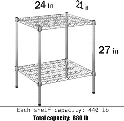 21" Deep x 24" Wide x 27" Height Wire Shelving Kit | 2-Tier | NSF Commercial Storage Rack Unit