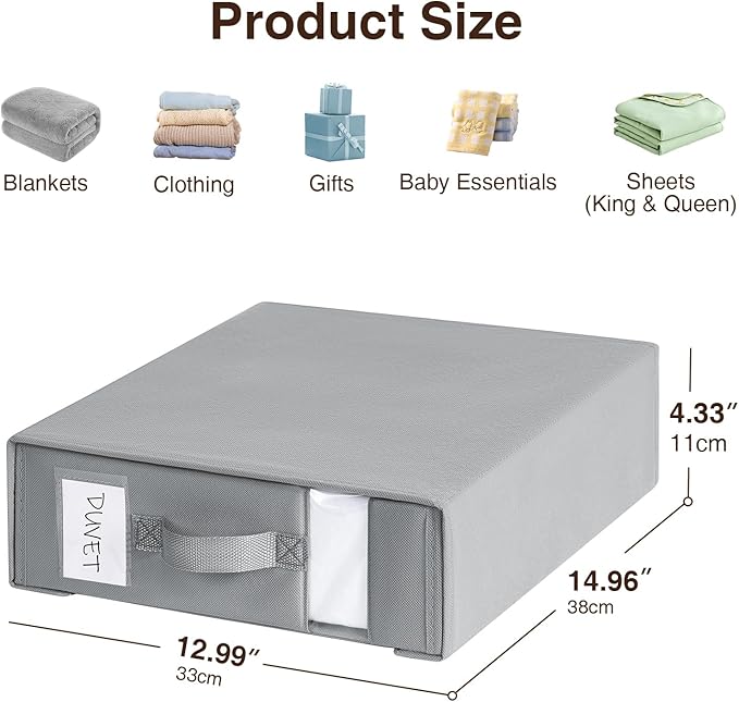 DIMJ Bed Sheet Organizers and Storage 6 Pack - Foldable Sheet Holder, Linen Closet Organizer Box for Sheets Set, Bedding, Blankets, Towel (King & Queen Size), Grey