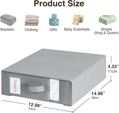 DIMJ Bed Sheet Organizers and Storage 6 Pack - Foldable Sheet Holder, Linen Closet Organizer Box for Sheets Set, Bedding, Blankets, Towel (King & Queen Size), Grey