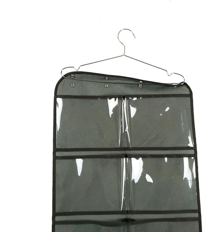 NIMES Durable Hanging Closet Underwear Sock Bra Stocking Organizer Dual-Sided Accessories Storage with 16 Large Clear Pockets (Grey)