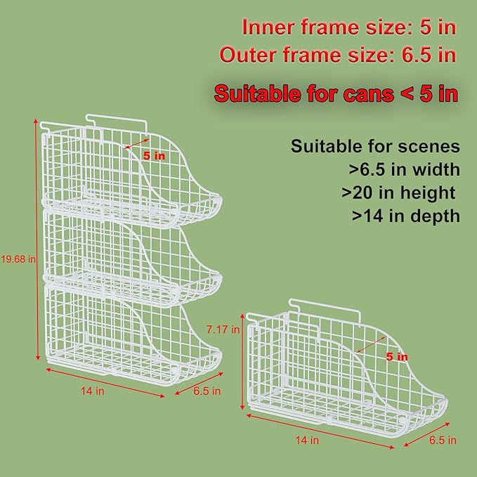 Sonyabecca 3-Pack Soda Can Organizer for Pantry, Stackable Can Storage Organizer Pantry, Canned Food Storage Basket With Handles for Pantry Kitchen Countertop Cabinet Patent Pending