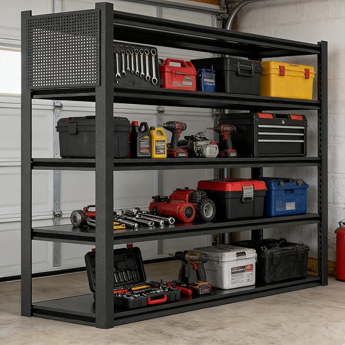 Heavy Duty Metal Garage Shelving Unit,72" H*48" W*24" D 5000LBS Load Capacity Adjustable Industrial Storage Shelves for Garage Warehouse Basement Organization