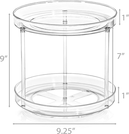 Sorbus 9 Inch 2 Tier Clear Lazy Susan Organizer, Turntable Organizer for Spice Organization for Cabinet, Lazy Susan Turntable for Kitchen, Home, Office, Closet, Laundry Room Organization (2 Pack)