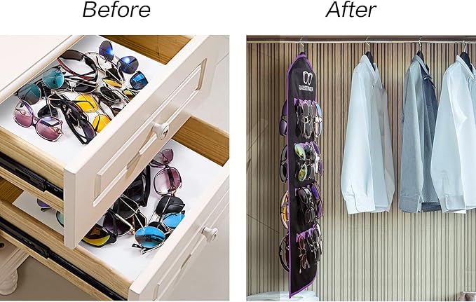 TRIUMPH VISION Hanging Sunglasses Organizers Eyeglasses Holder Stand, 40 Slots Eyeglass Case Eyewear Wall Organizer Multiple Eyeglasses Storage Sunglass Wall Mount Glasses Case Foldable Travel