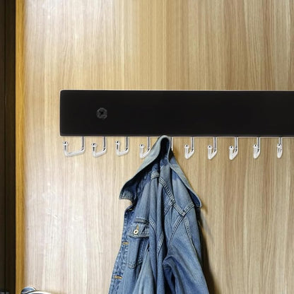 Amosfun Wall Mounted Belt and Tie Rack 14.37 Inch Organizer with Hooks for Scarves Accessories Space-Saving Multifunctional Belt and Tie Hanger for Closet Storage