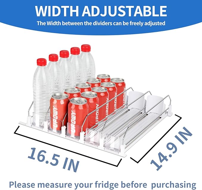 Drink Organizer for Fridge,Soda Can Organizer,Drink Dispenser for Fridge,Refrigerator Organizers and Storage Water Bottle Organizer,Holds up to 25 Cans,5 Row