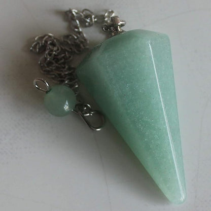 Faceted Mixed gemstone crystal pendulum point reiki chakra pendant bead Chain 6''