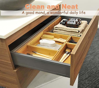 Bamboo Office Supplies Organizer Box Stationery Accessory Organizer Dresser Makeup Tool Drawer Storage Box, Bamboo 8"*4"