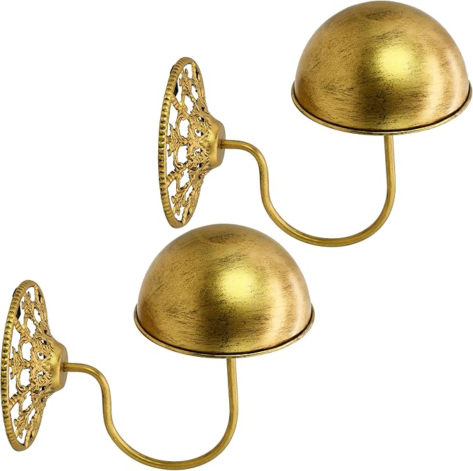 Owlgift Vintage Wall Mount Hat & Coat Rack – Set of 2 – Rustic Gold Decorative Iron Holder for Hats, Scarves, Helmets & Wigs – Retro Entryway Wall Organizer for Home, Store, Restaurant or Hotel Use