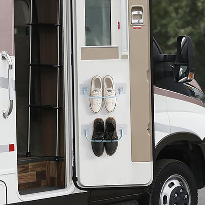 6 Pack Wall Mounted Shoe Rack with Sticky Hanging Strips, Wall Shoe Rack for RV camper, Small Space Shoes Holder for Door Shoes organizer Shelf No Drilling